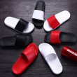 2019 new design custom logo slide sandals, PVC soft sandals for women and ladies, low MOQ outdoor unisex custom slippers